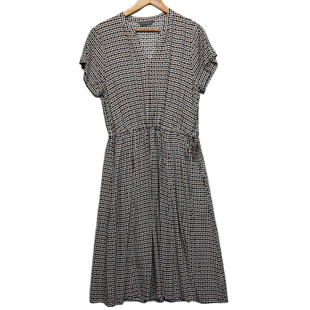 Black and white textured midi dress front view