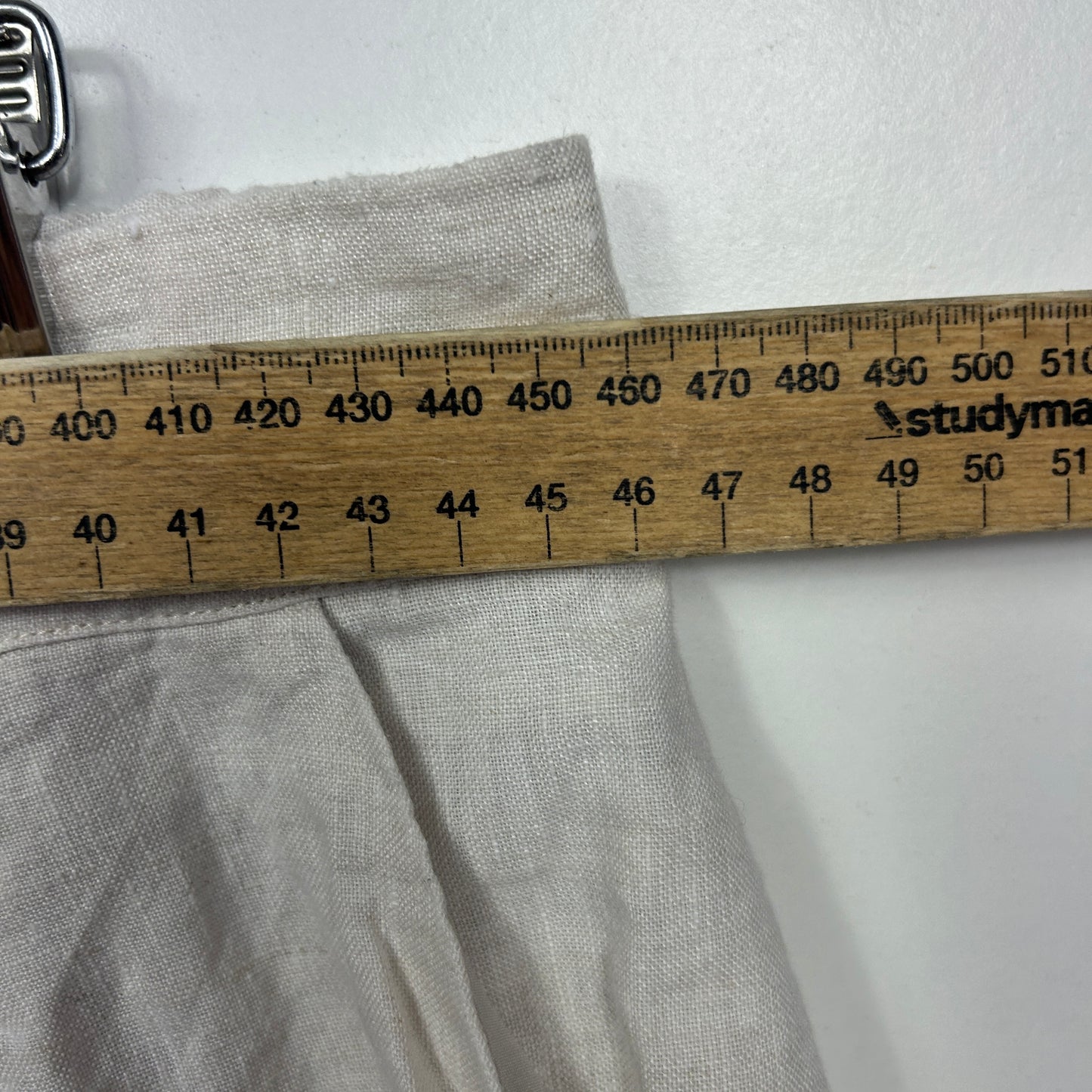 Grey fabric with measuring ruler detail view