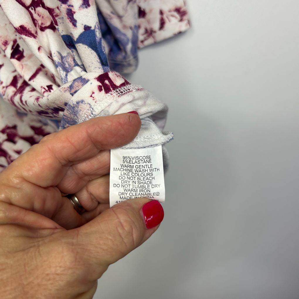 Floral clothing label detail view