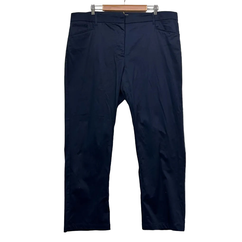Navy blue trousers front view
