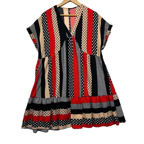 Shein Curve Red Black White Tunic - Size 0XL