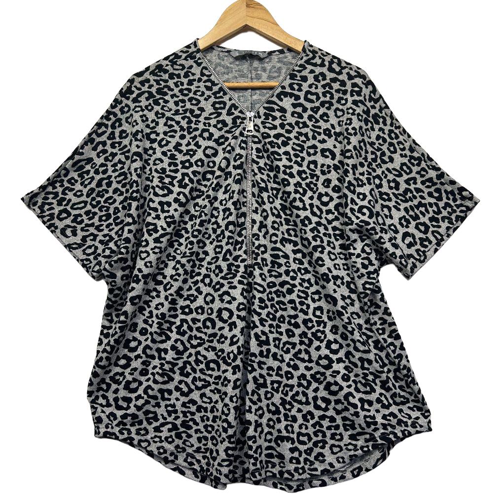 Katies Black and White Animal Print Top - Size XXL