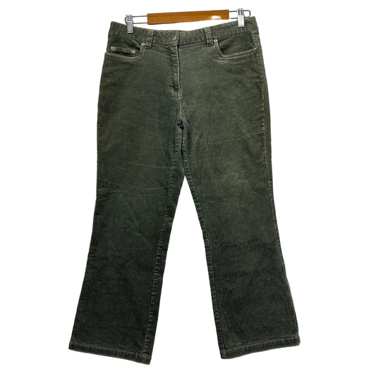 Olive green corduroy jeans front view