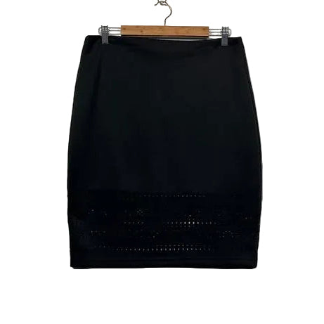 Now Black Laser Cut Hem Pencil Skirt - Size 16