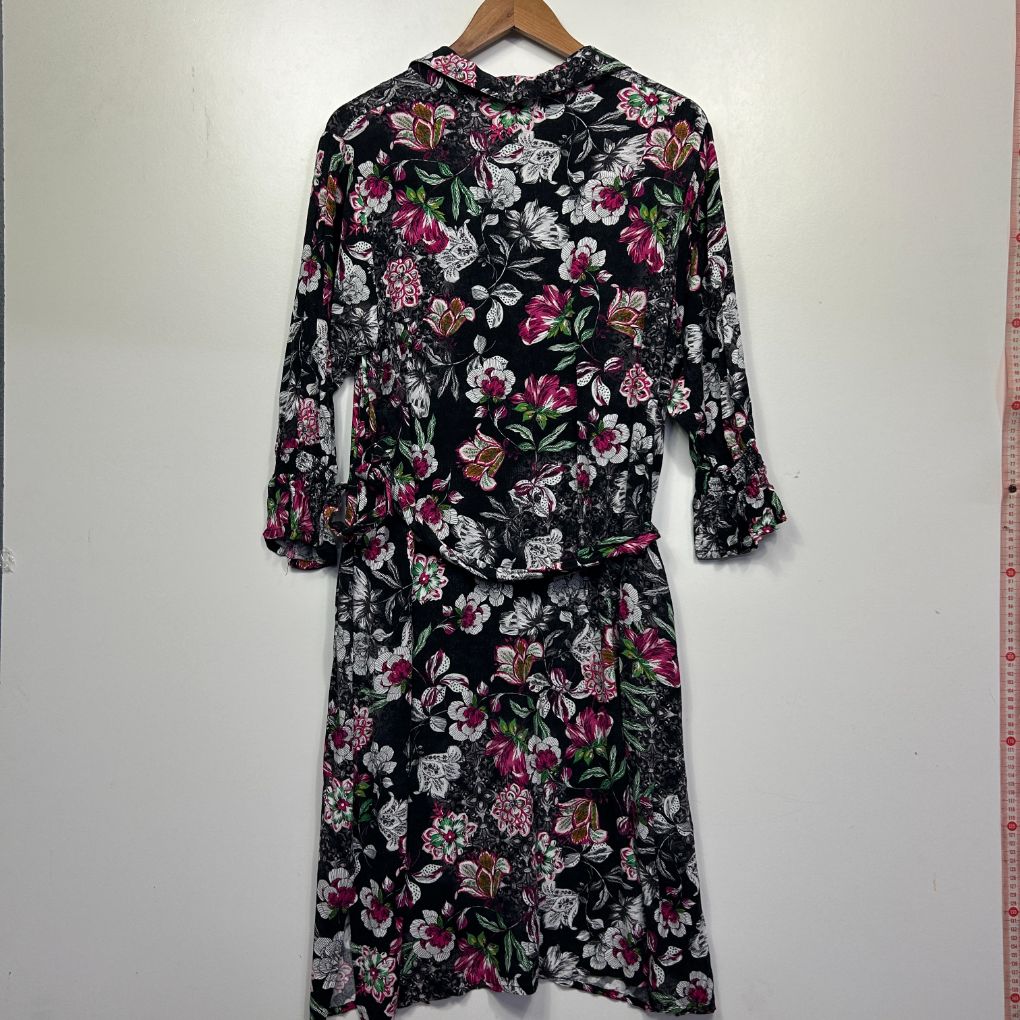 Black floral dress front view