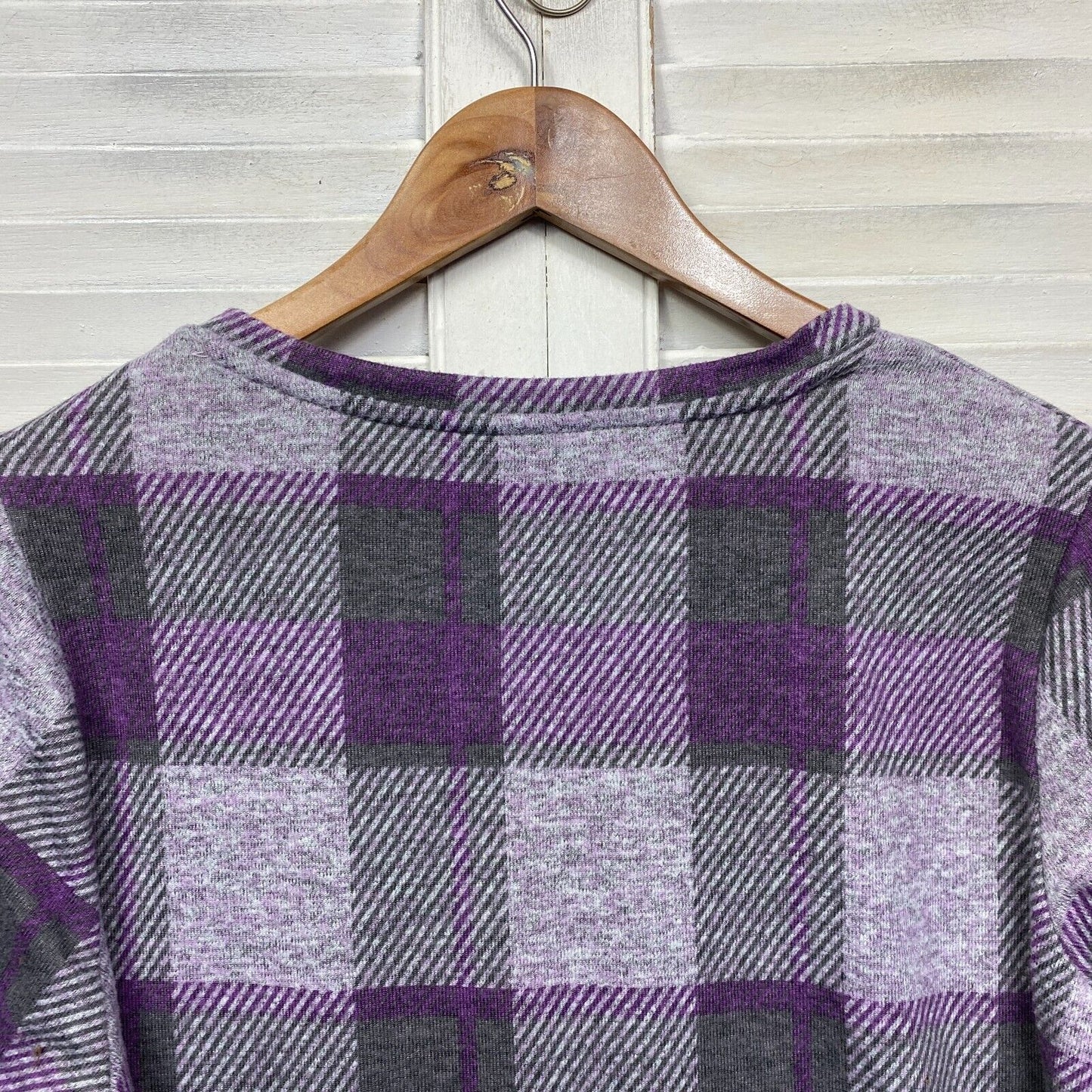 Autograph Top Size 16 Plus Grey Purple Check Thick Long Sleeve