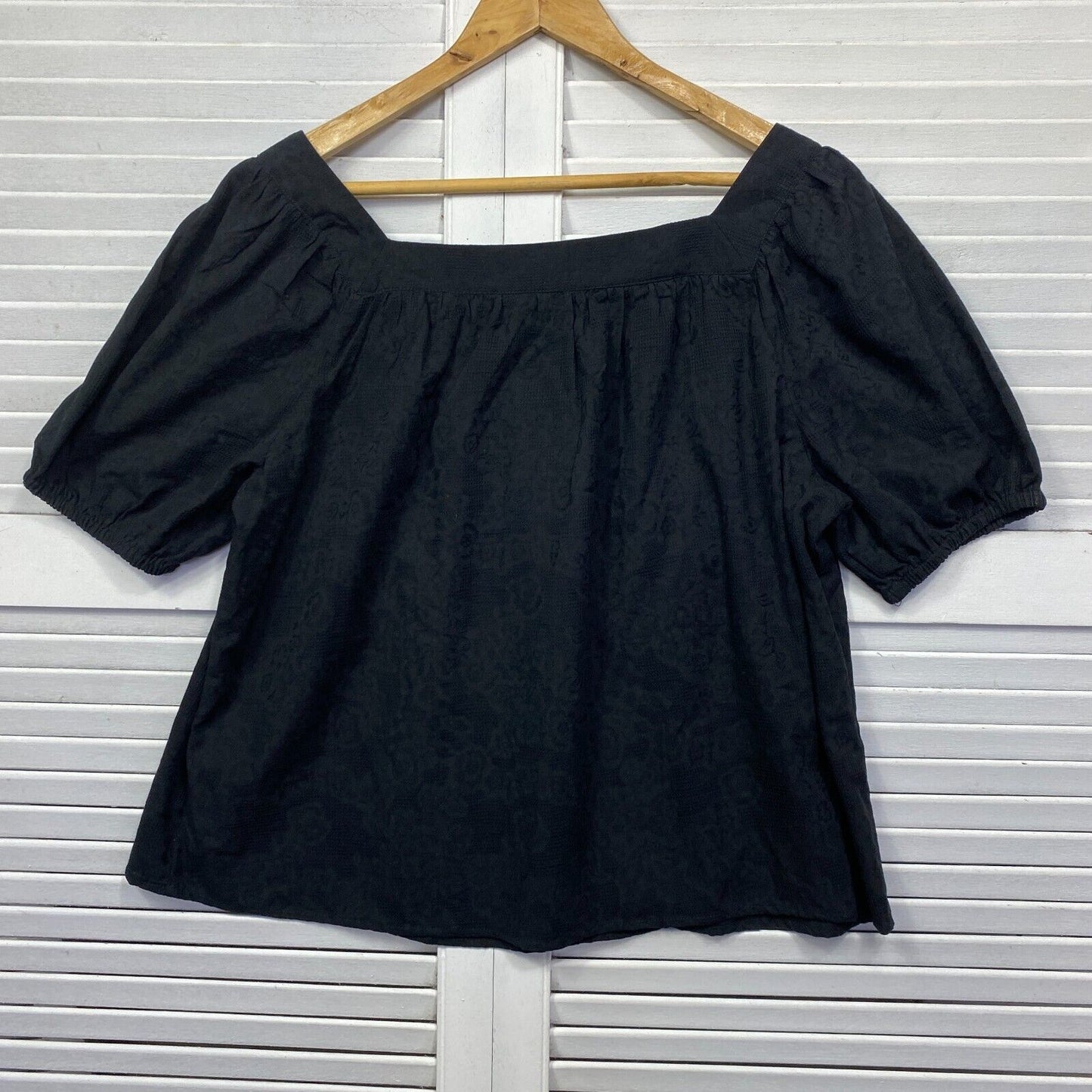 & Me Top Size 14 Black Short Sleeve 100% Cotton