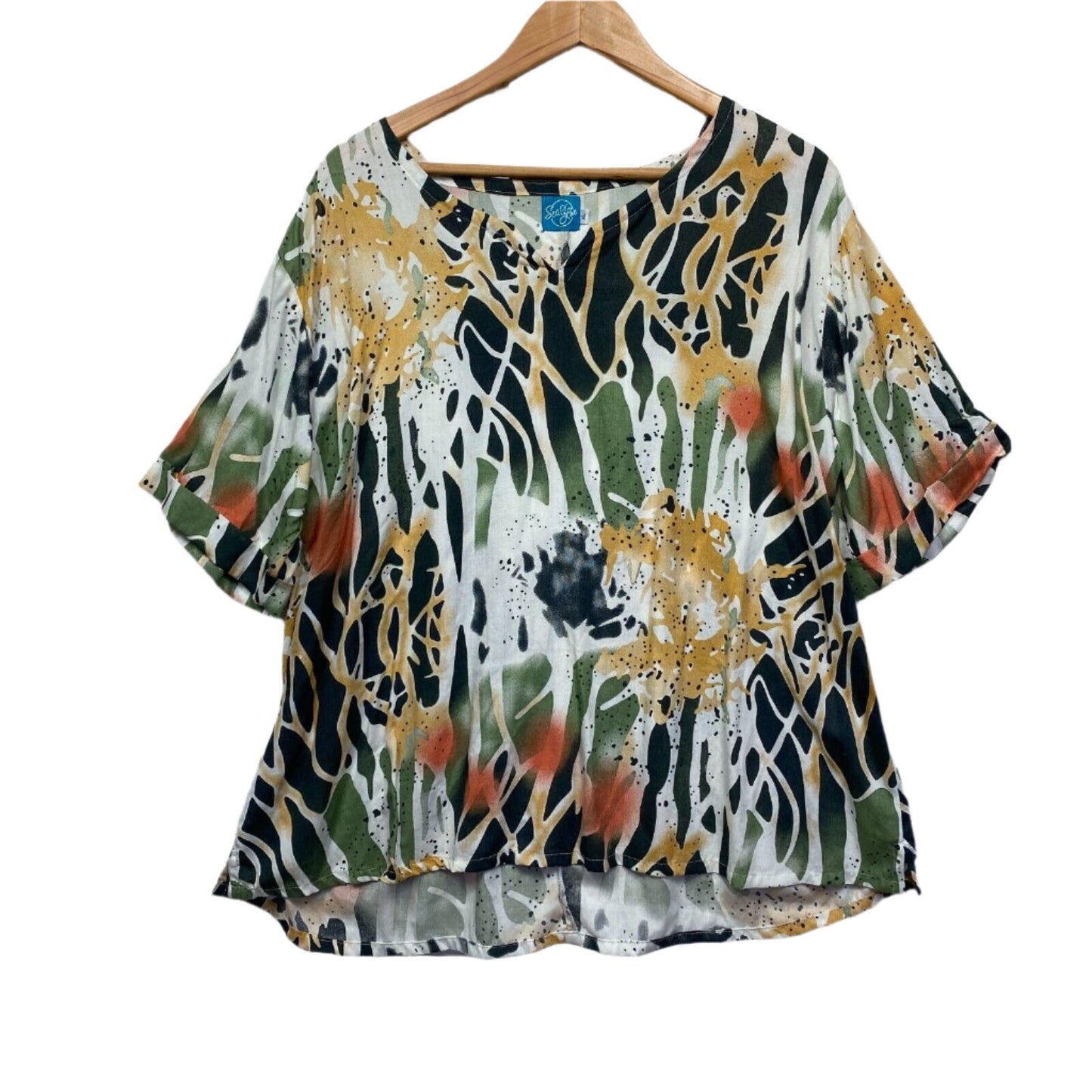 Sea of Love Top Size XL 14 16 Short Sleeve Multicoloured