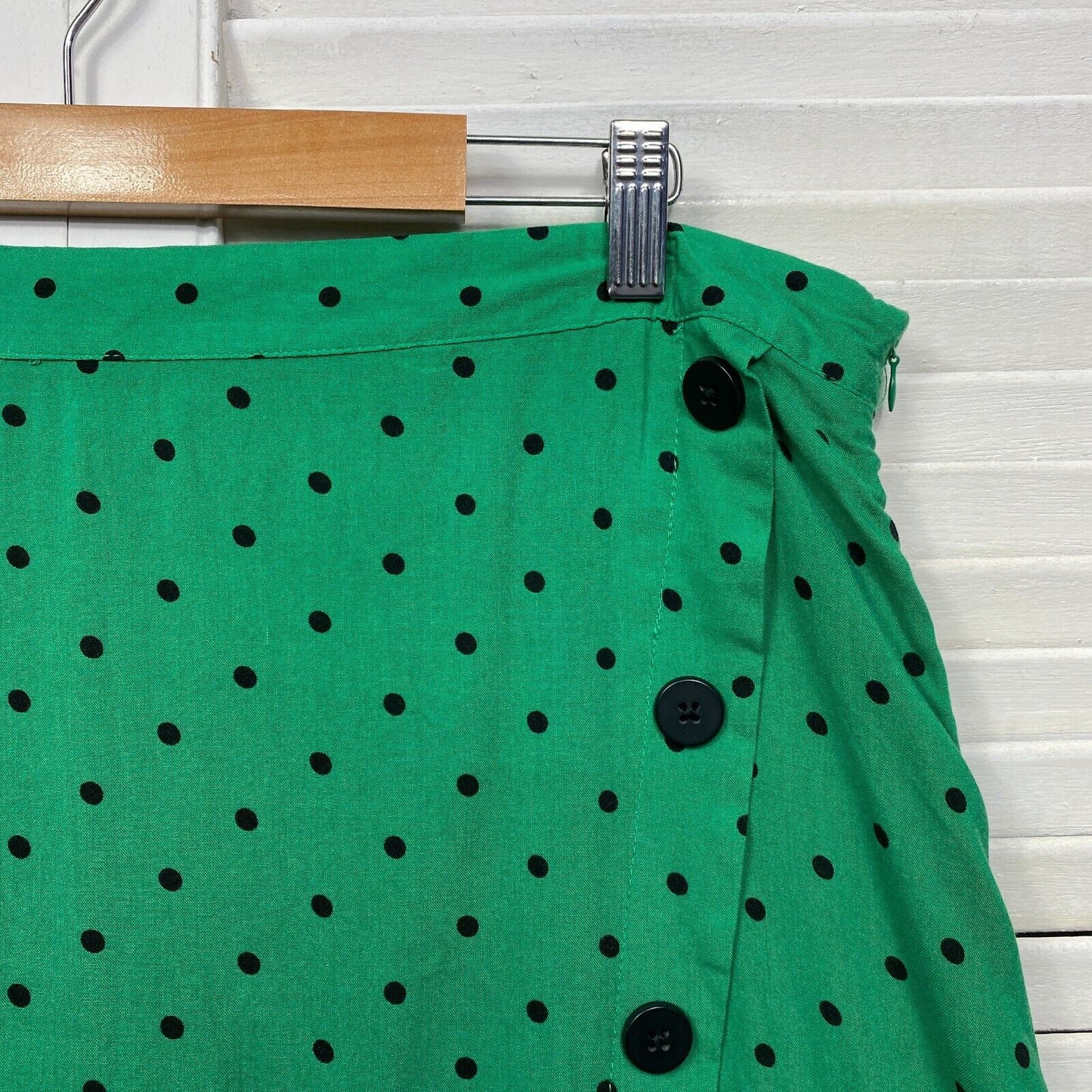 Isobelle Skirt Size 18 Plus Green Polka Dots Midi Length Viscose