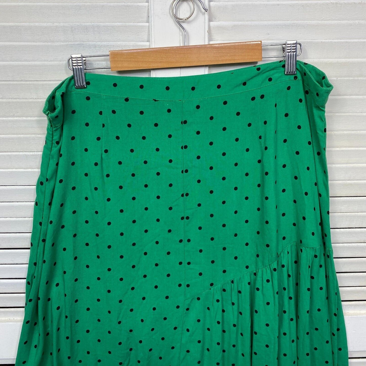 Isobelle Skirt Size 18 Plus Green Polka Dots Midi Length Viscose