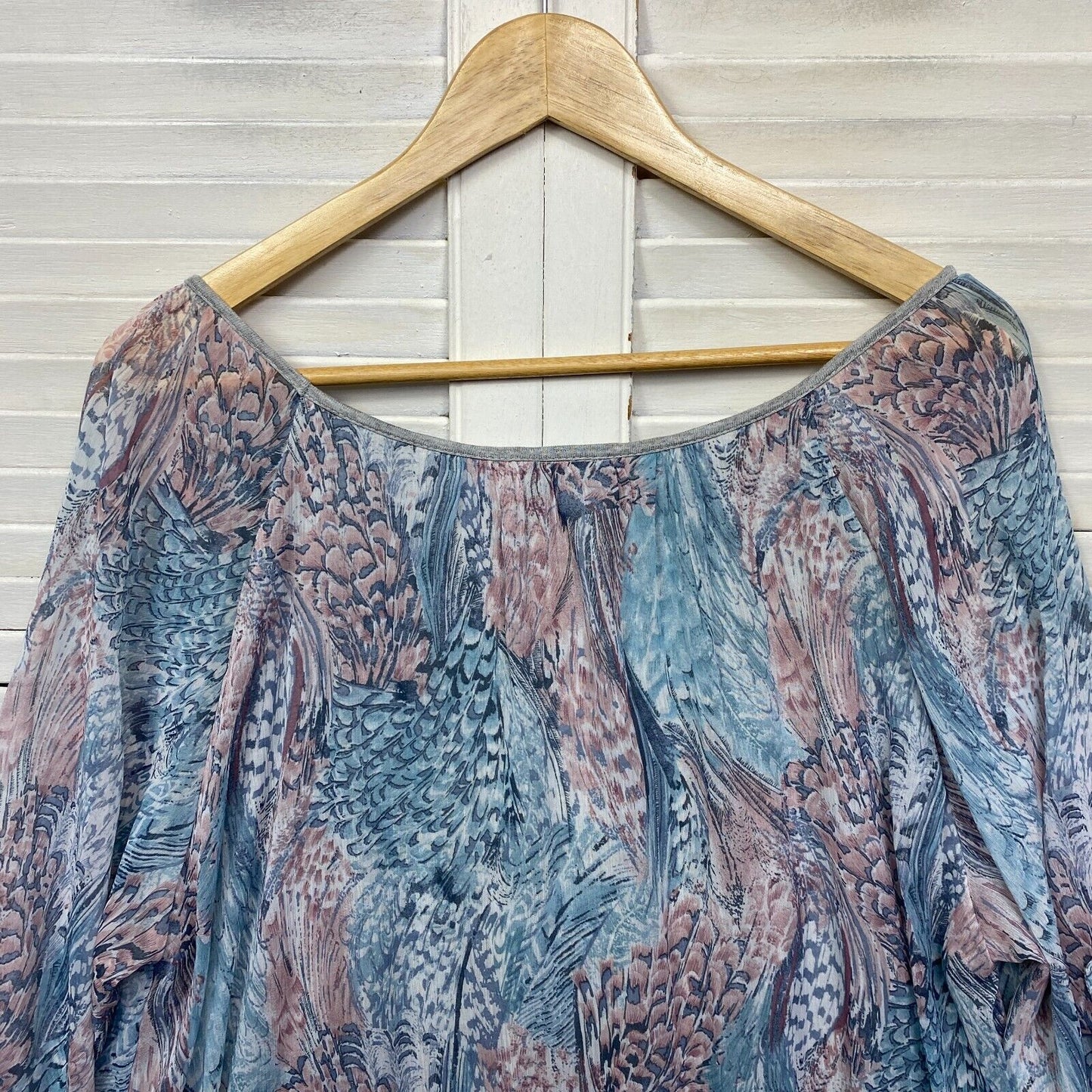 Autograph Top Size 16 Plus Multicoloured Roll Tab Sleeve Lined