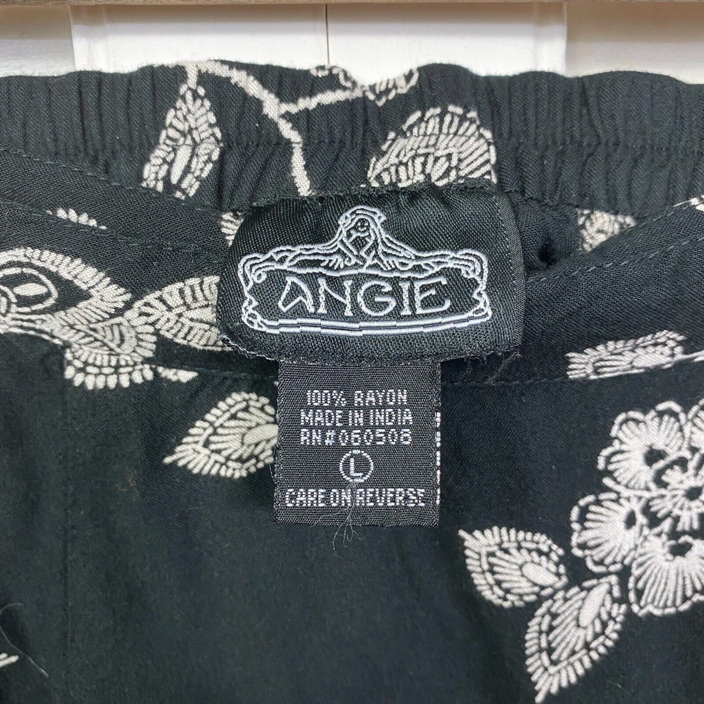 Angie Wrap Maxi Skirt Size large Black White Floral Long Length