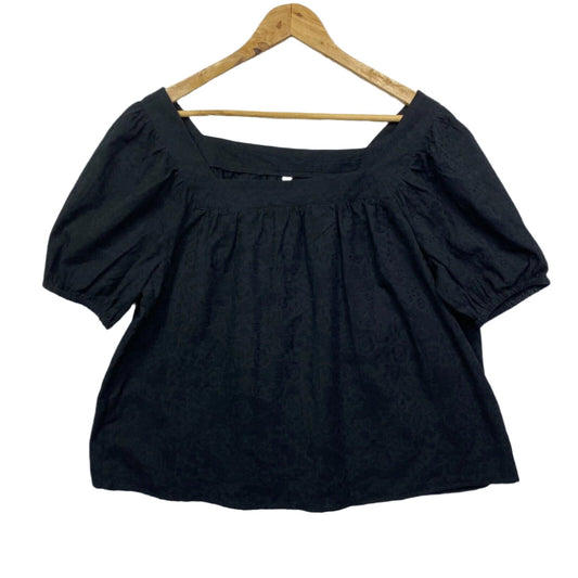 & Me Top Size 14 Black Short Sleeve 100% Cotton