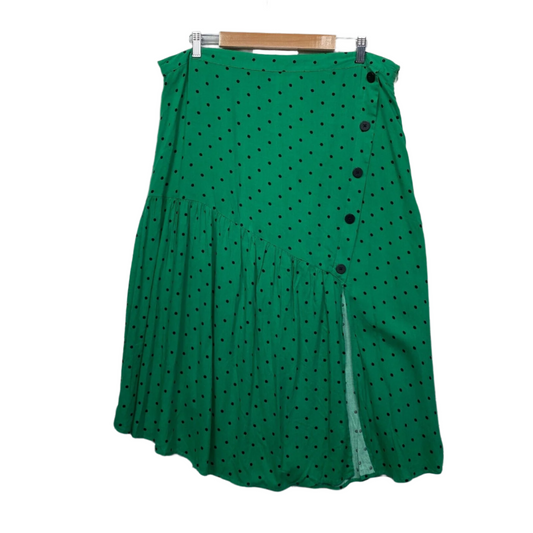 Isobelle Skirt Size 18 Plus Green Polka Dots Midi Length Viscose