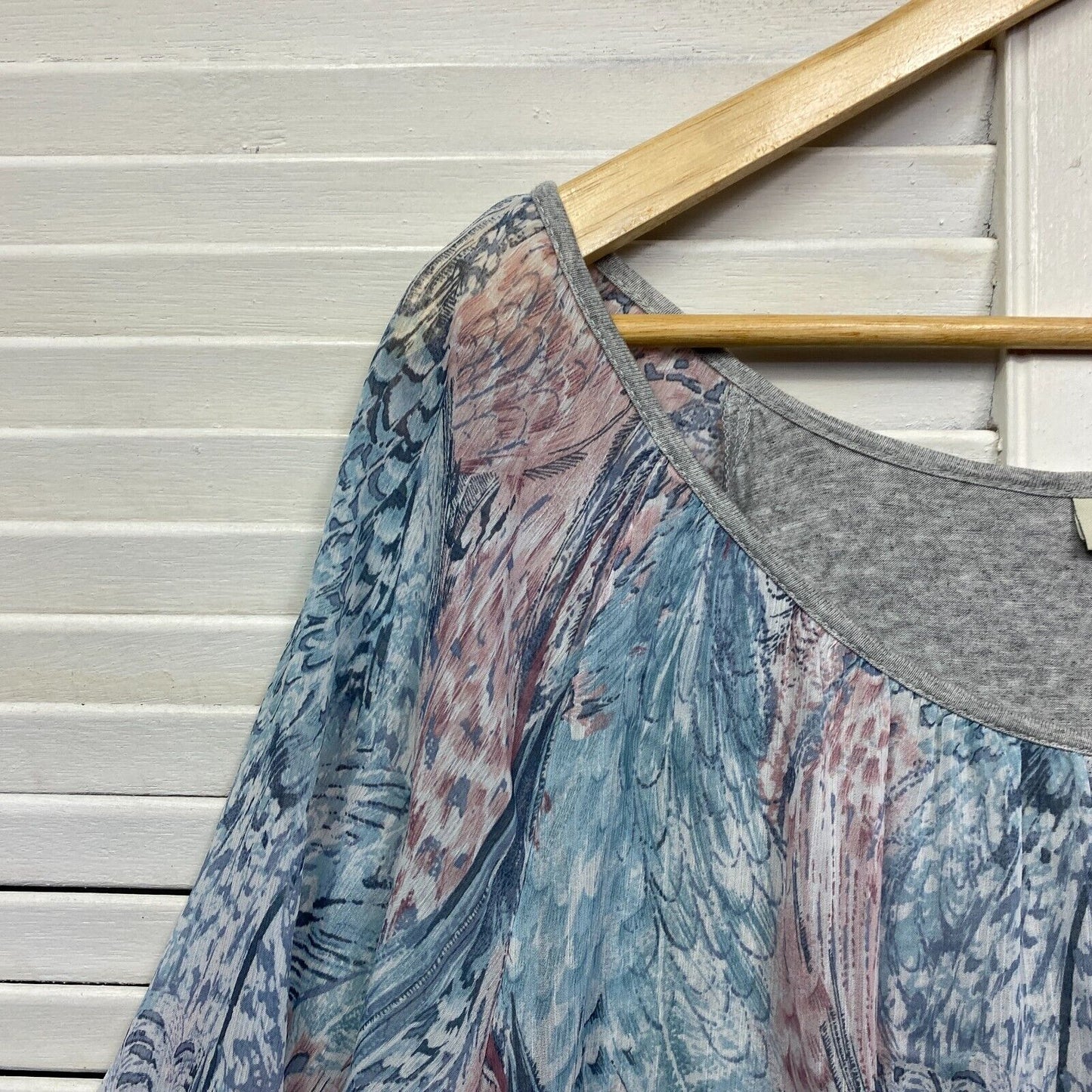 Autograph Top Size 16 Plus Multicoloured Roll Tab Sleeve Lined