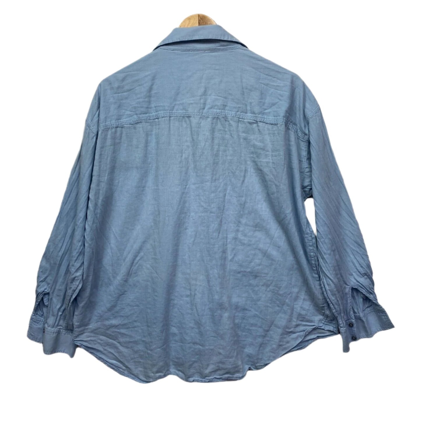 Witchery Chambray Top Shirt Size 14 Blue Button Up Long Sleeve