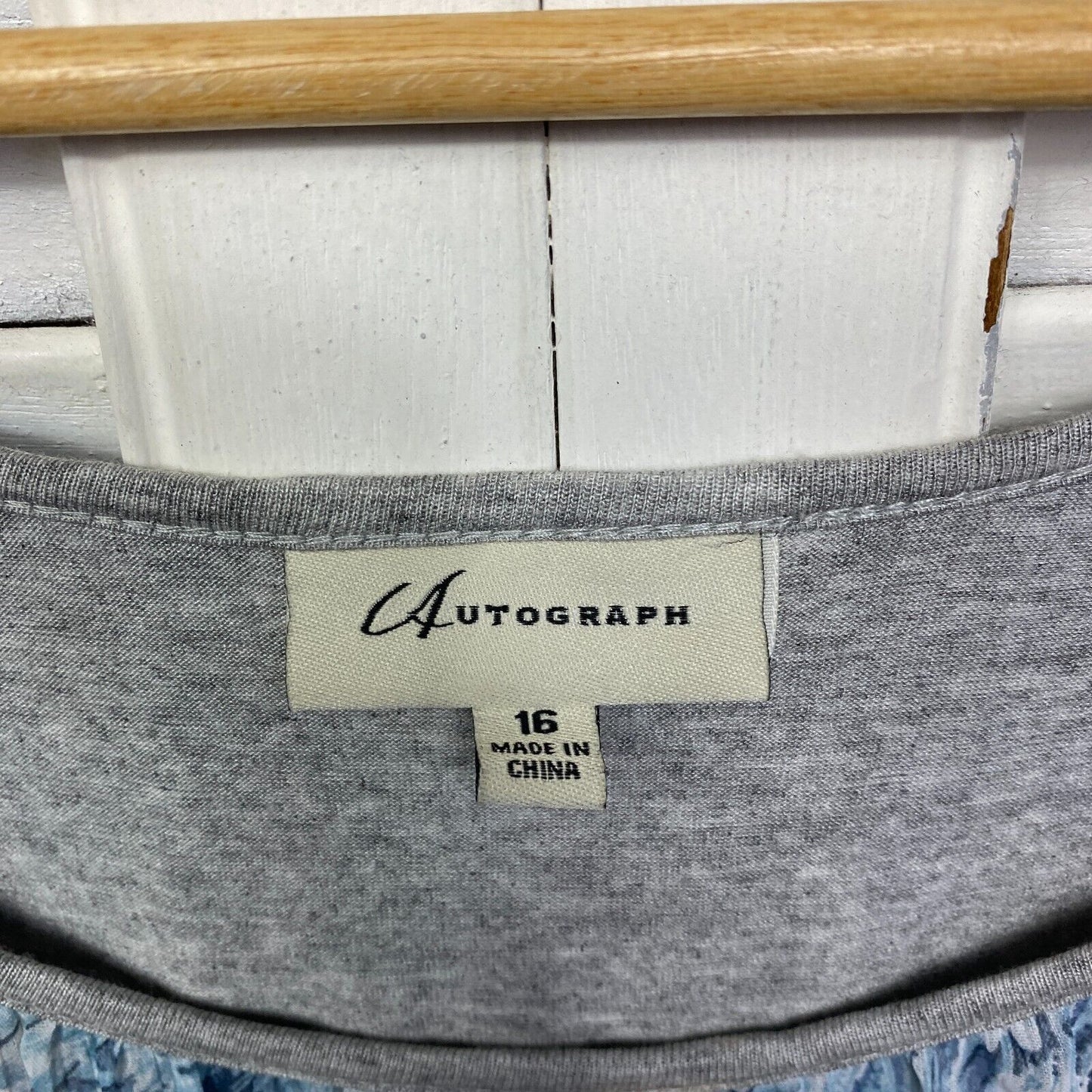 Autograph Top Size 16 Plus Multicoloured Roll Tab Sleeve Lined