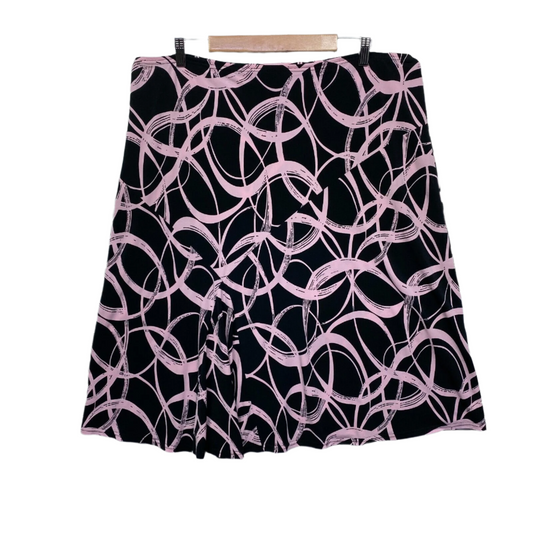 Liz Jordan Skirt Size XL Pink Black Knee Length Elastic Waist