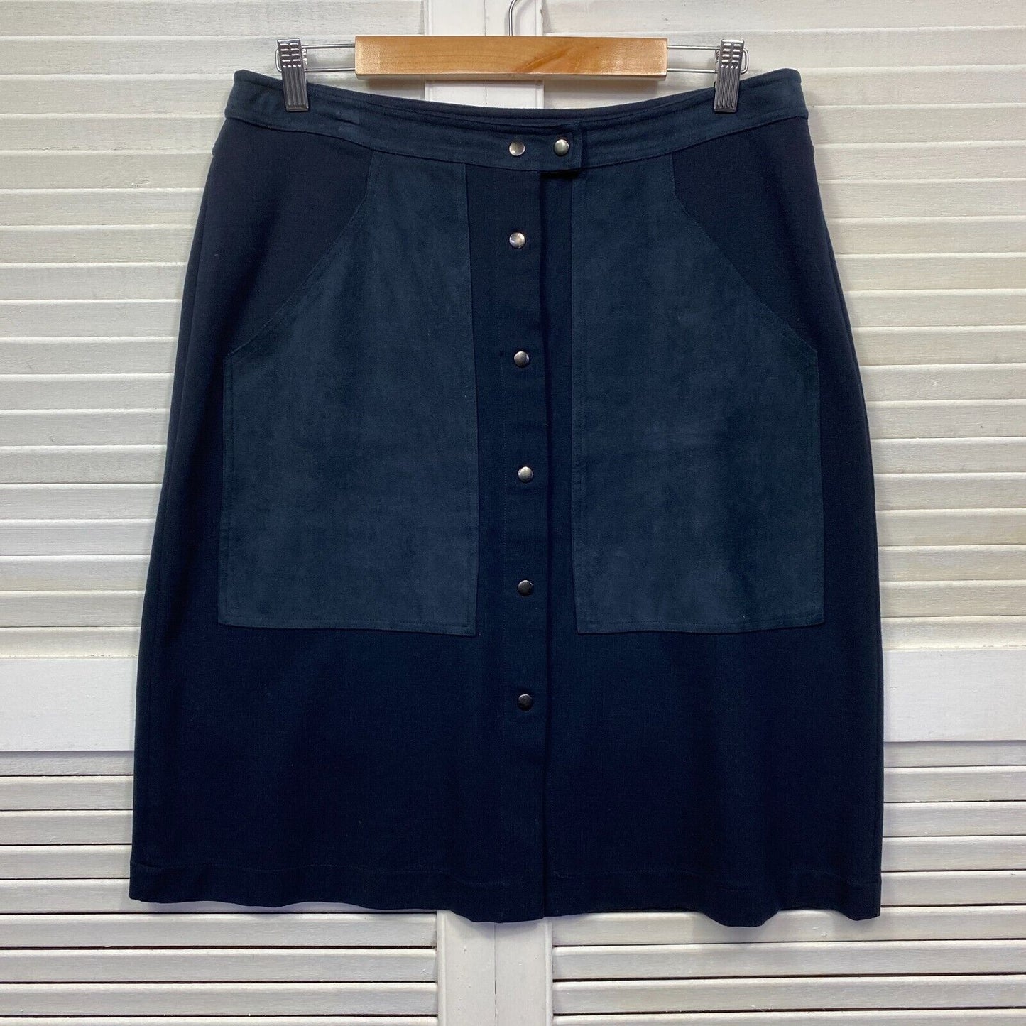 Sussan Skirt Size Large Blue Pencil Office Knee Length Pockets Viscose Blend