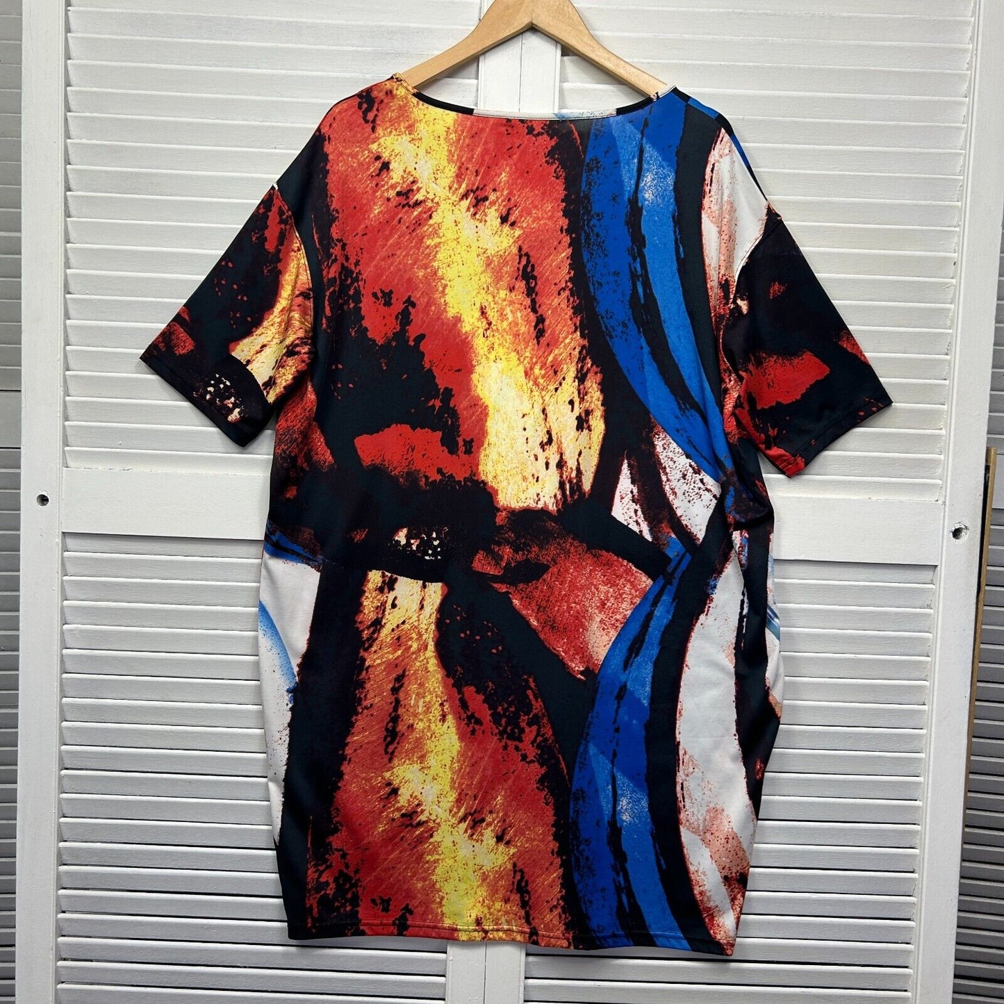 Virtuelle Top or Dress Size 16 Plus Tunic Multicoloured Short Sleeve