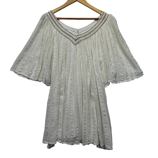 Cream textured blouse front view