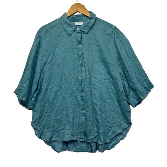 Sussan Teal Linen Oversized Shirt - Size 14