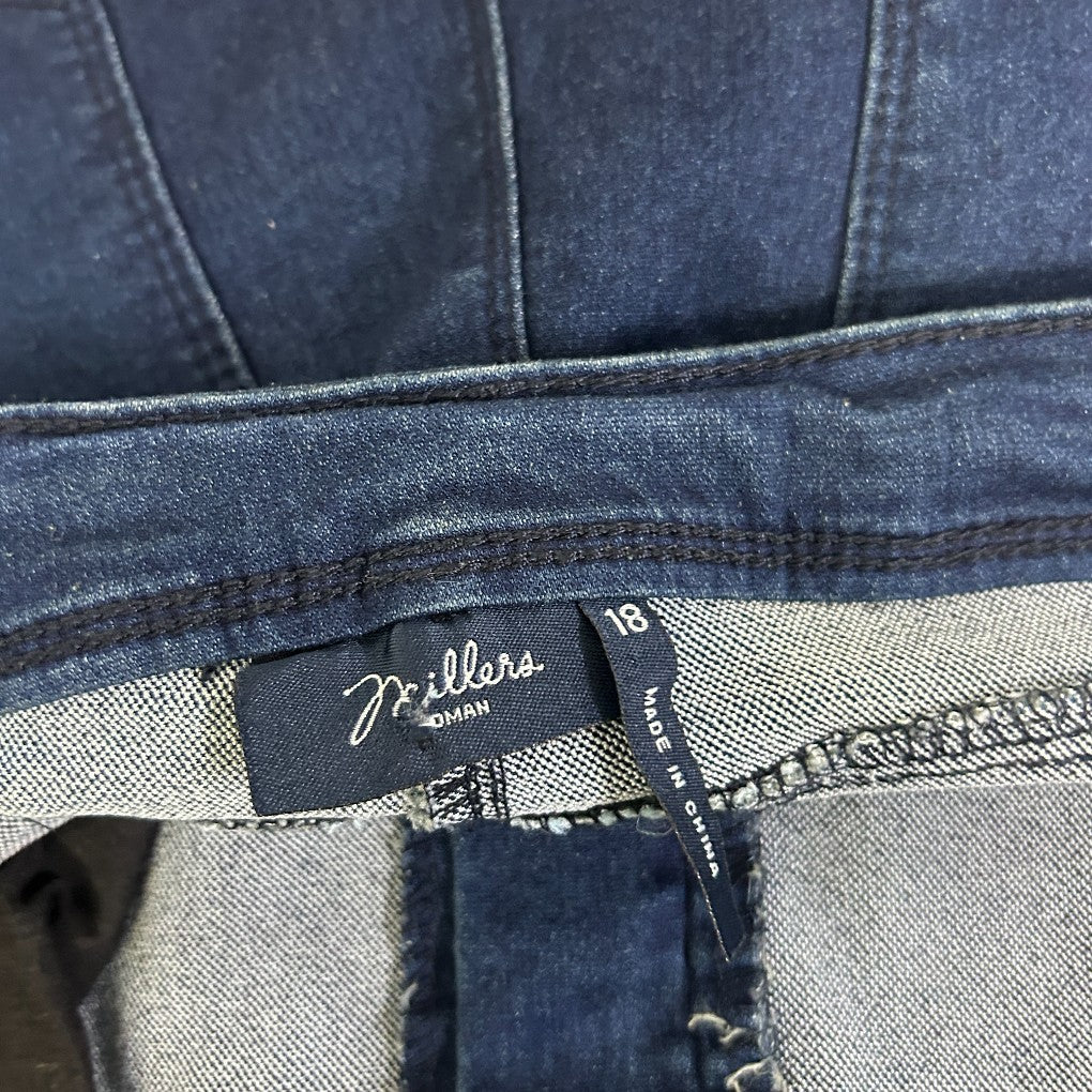 Blue denim jeans label detail view