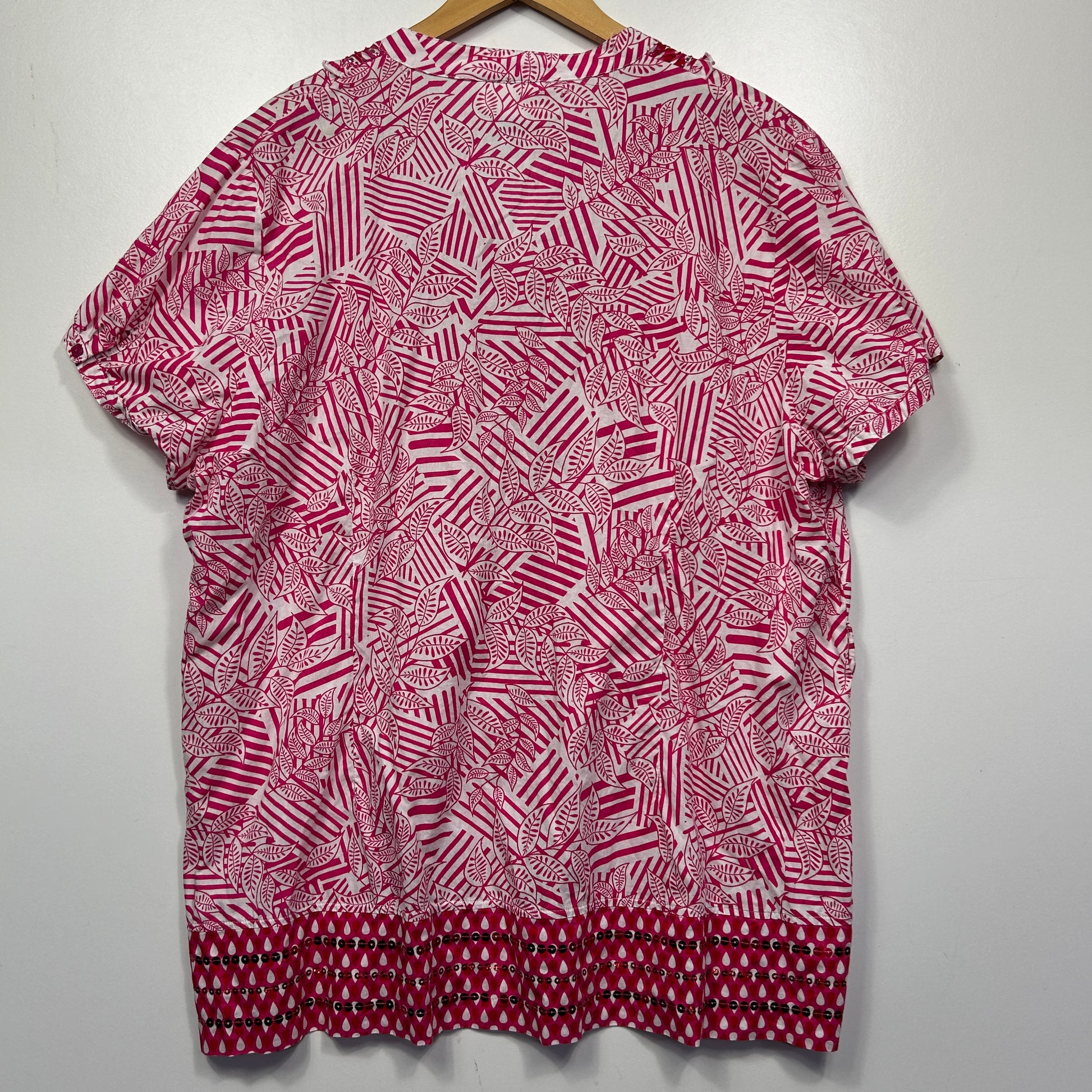 Pink geometric patterned t-shirt front view