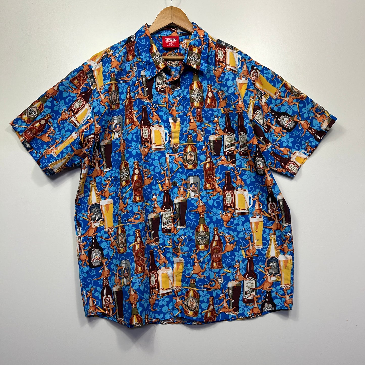 Blue shirt front view with graphic pattern