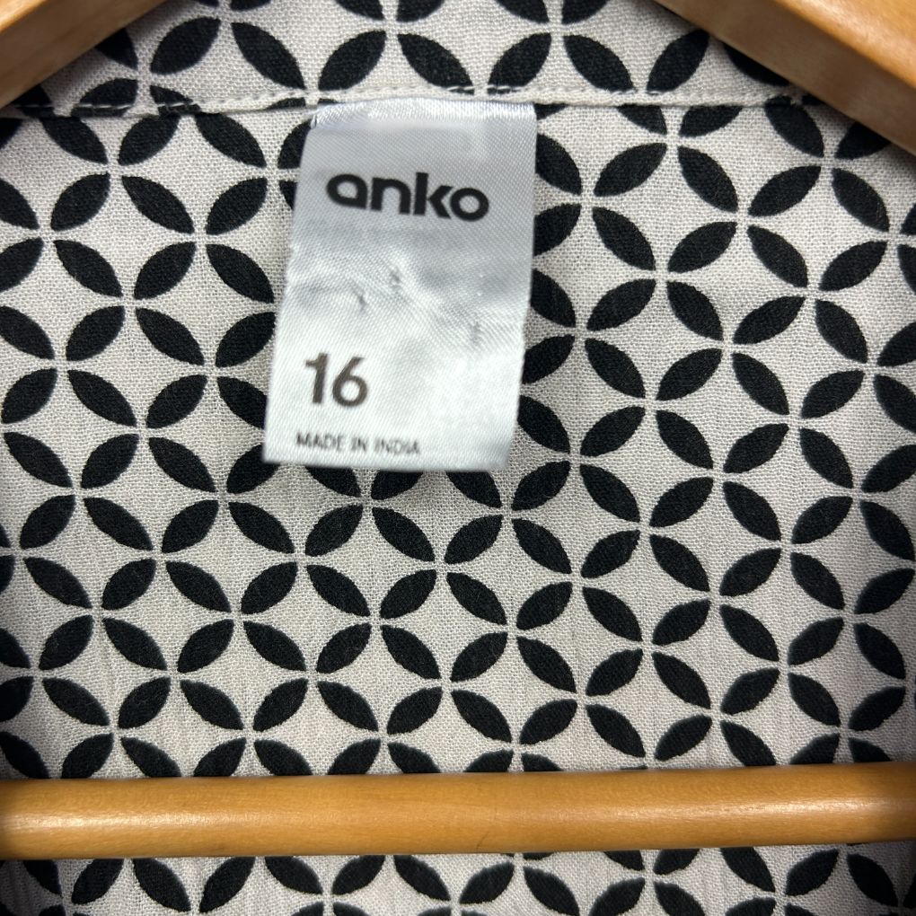 Anko Black and White Print Shirt - Size 16