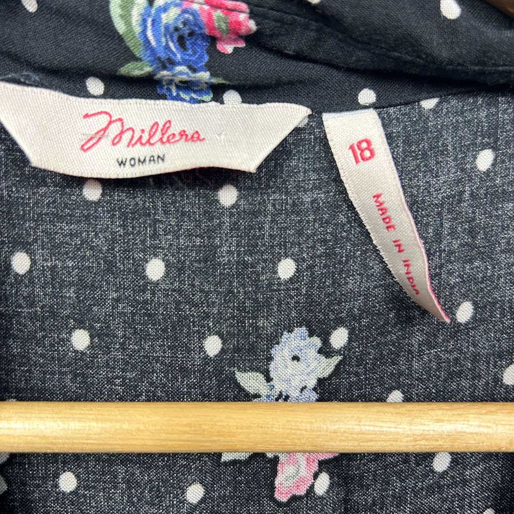 Millers Navy Floral Top - Size 18