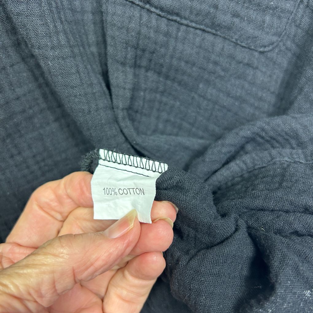 Black Cotton Sequin Top - Size 14?
