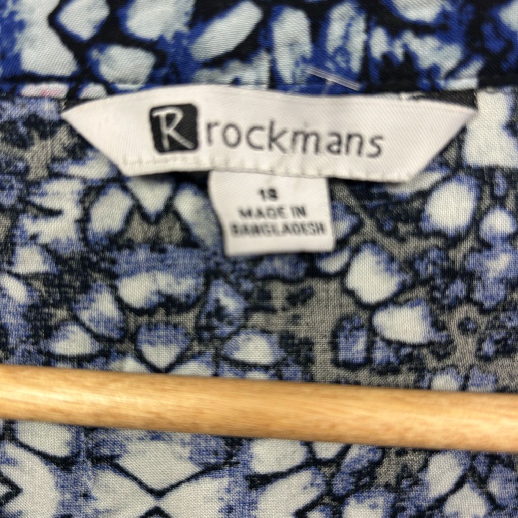 Rockmans Blue Print Top - Size 18