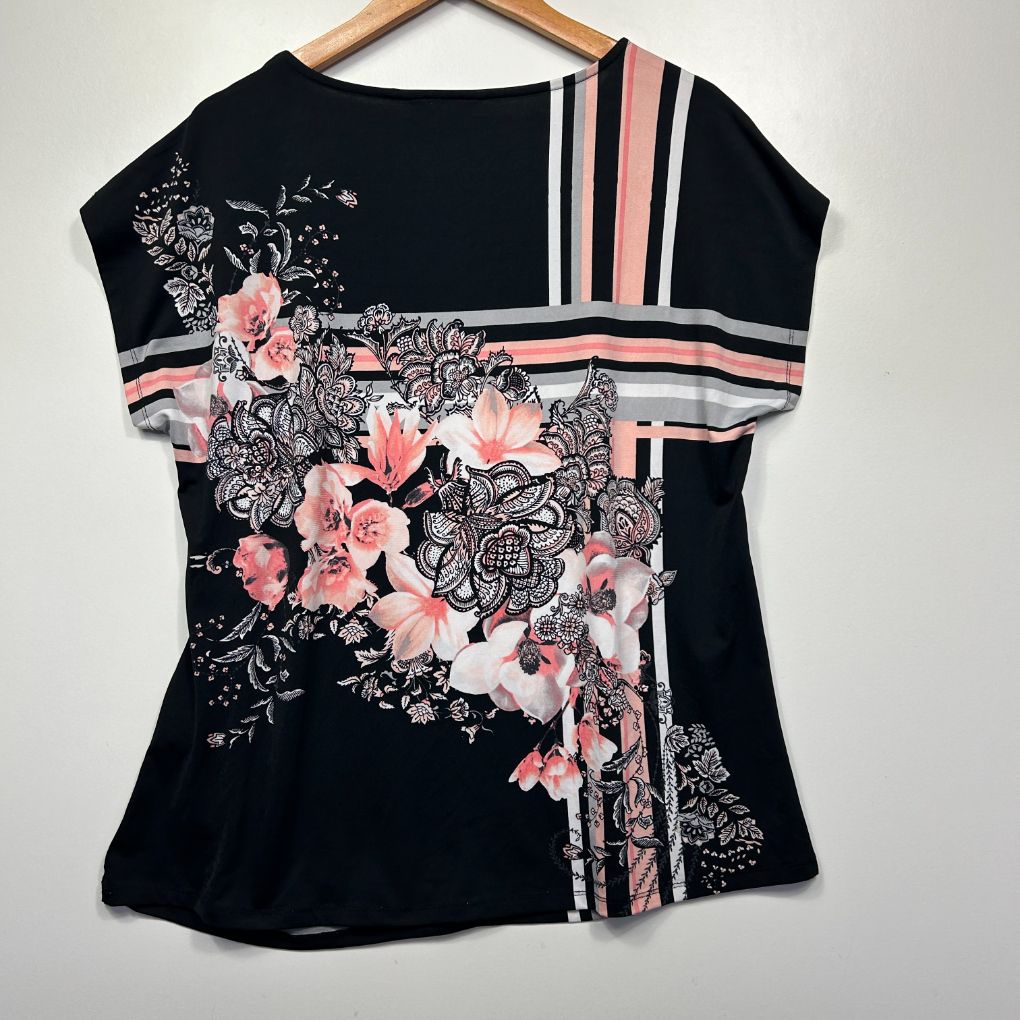 Millers Black Floral Top - Size 16/18?