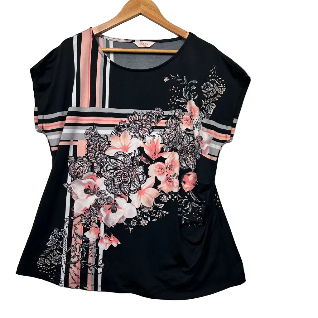 Millers Black Floral Top - Size 16/18?