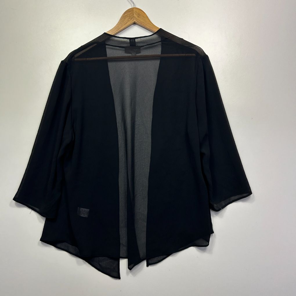 Millers Beaded Black Open Front Sheer Top - Size 18