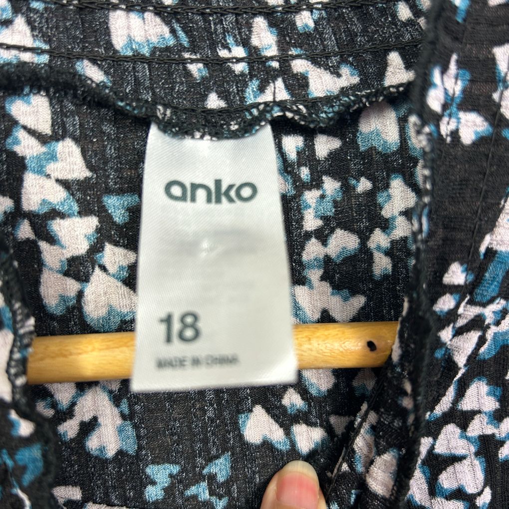 Anko Black Print Sleeveless Top - Size 18