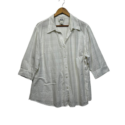 1626 White Cotton Button Shirt - Size 18