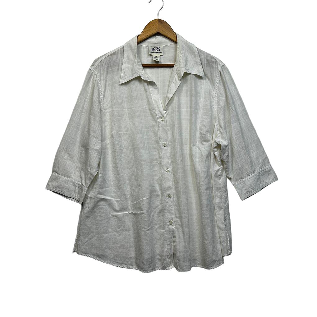 1626 White Cotton Button Shirt - Size 18