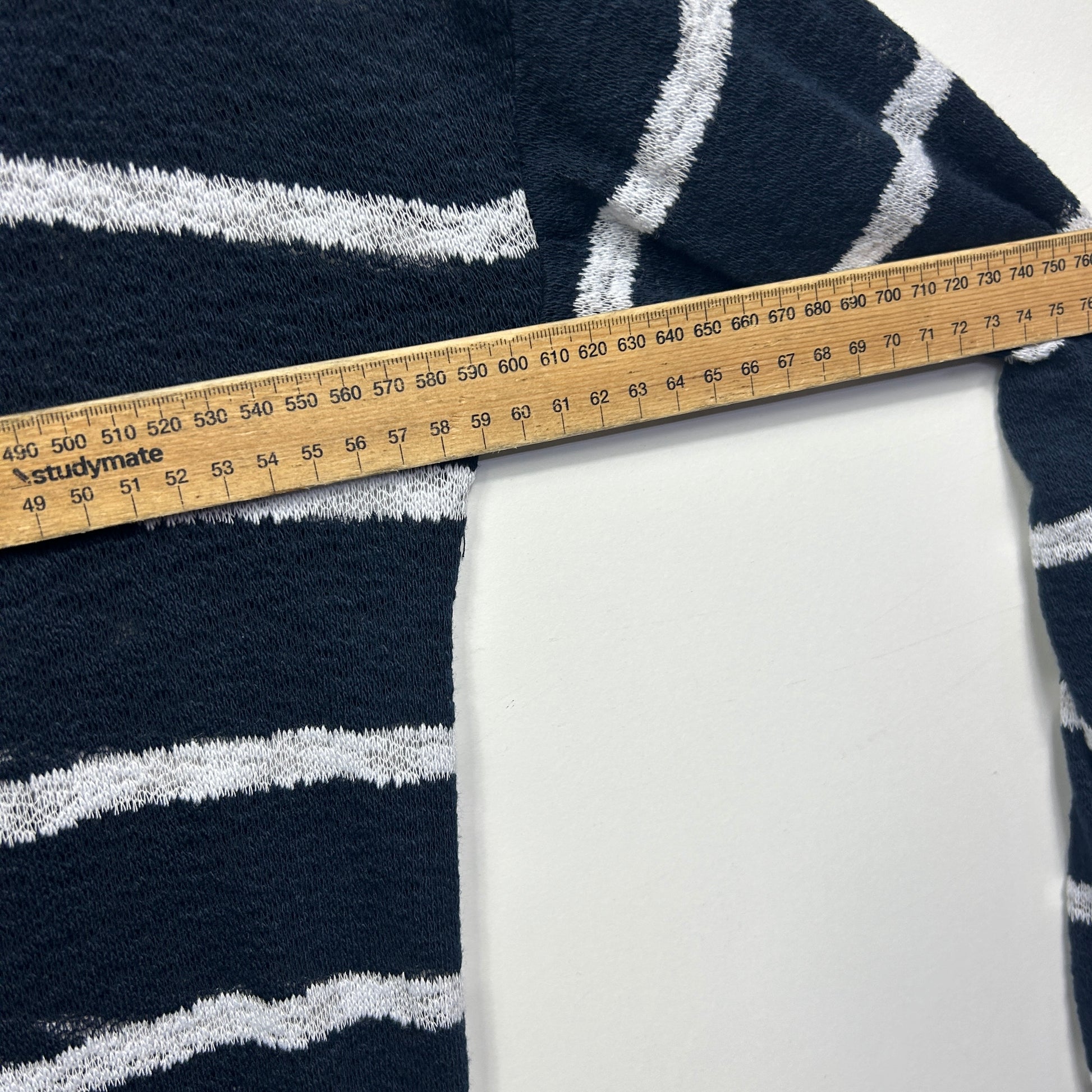 Navy knit with white stripes detail view