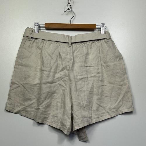 Target Woman Beige Belted Linen Shorts - Size 16