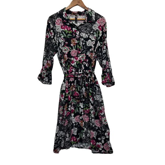 Black floral dress front view