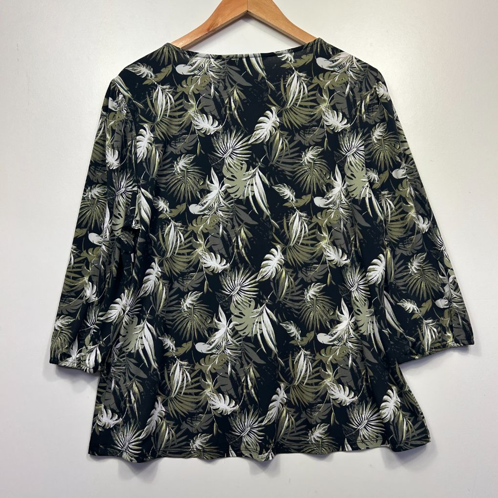 Black leaf print tunic front view