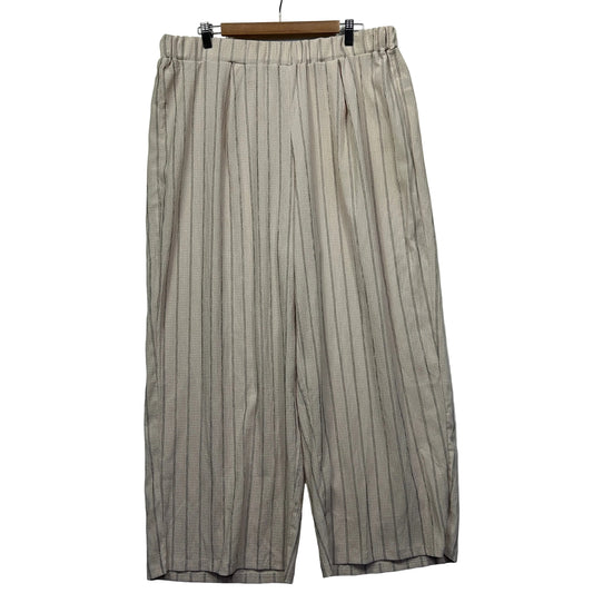 Beige striped wide leg pants front view
