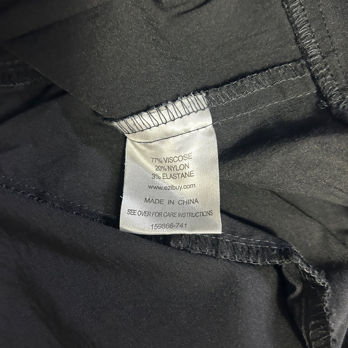 Black pants label detail view