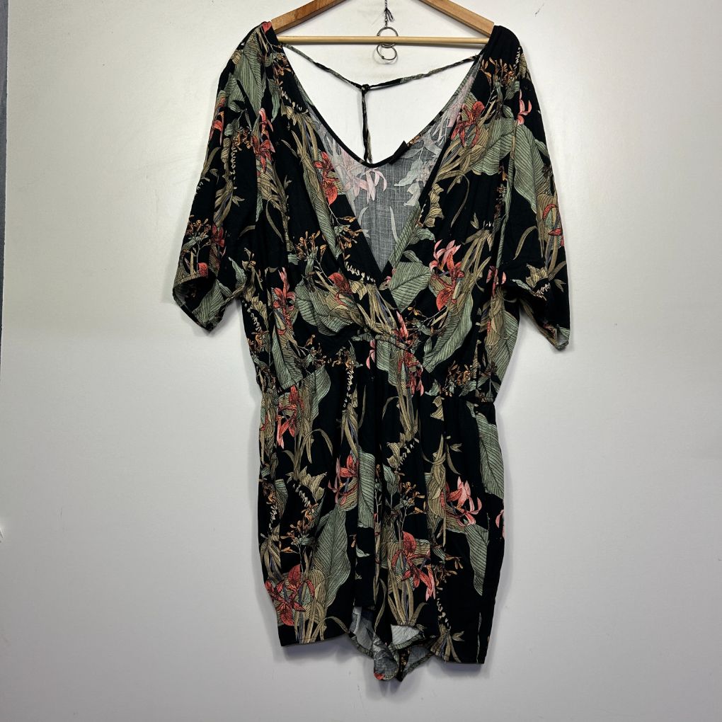 Black floral print dress front view