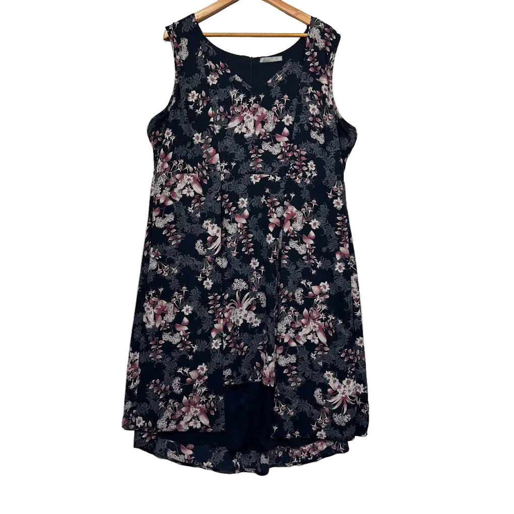 Katies Black Floral Sleeveless High-Low Dress - Size 20