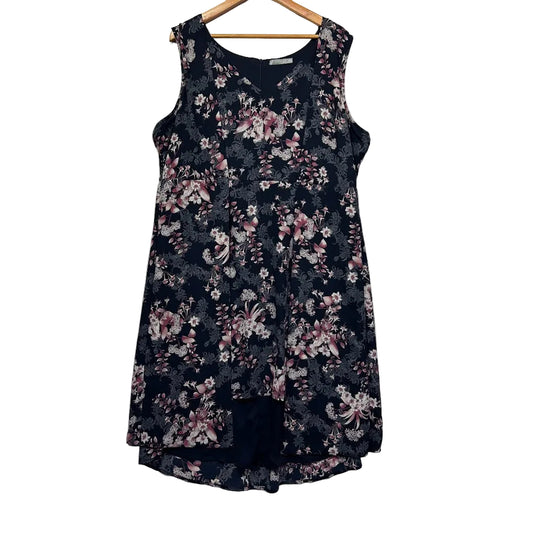 Katies Black Floral Sleeveless High-Low Dress - Size 20