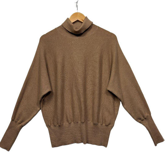 Camel turtleneck sweater front view