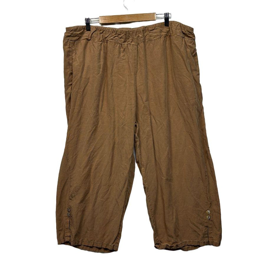 Taking Shape Tan Linen Cropped  Pants - Size 22